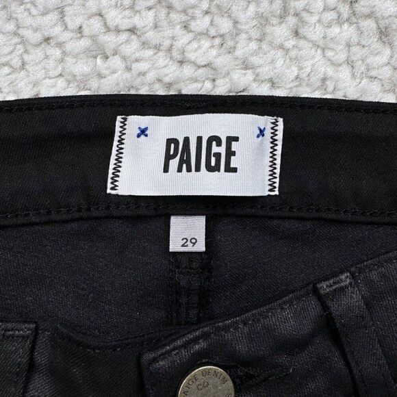 PAIGE Verdugo Ankle Black Silk Coated Skinny Jean - Picture 5 of 16
